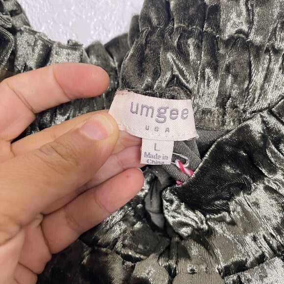 NWT Umgee Green Olive Velvet Off Shoulder Top Blouse Size Large - Picture 10 of 11